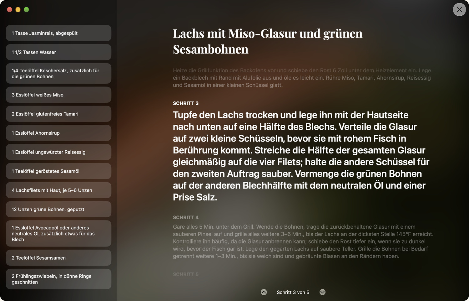 Im Kochmodus bekommt jeder Schritt Raum.
