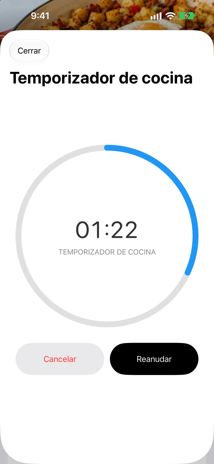 En el modo Cocina, cada paso tiene su espacio.
