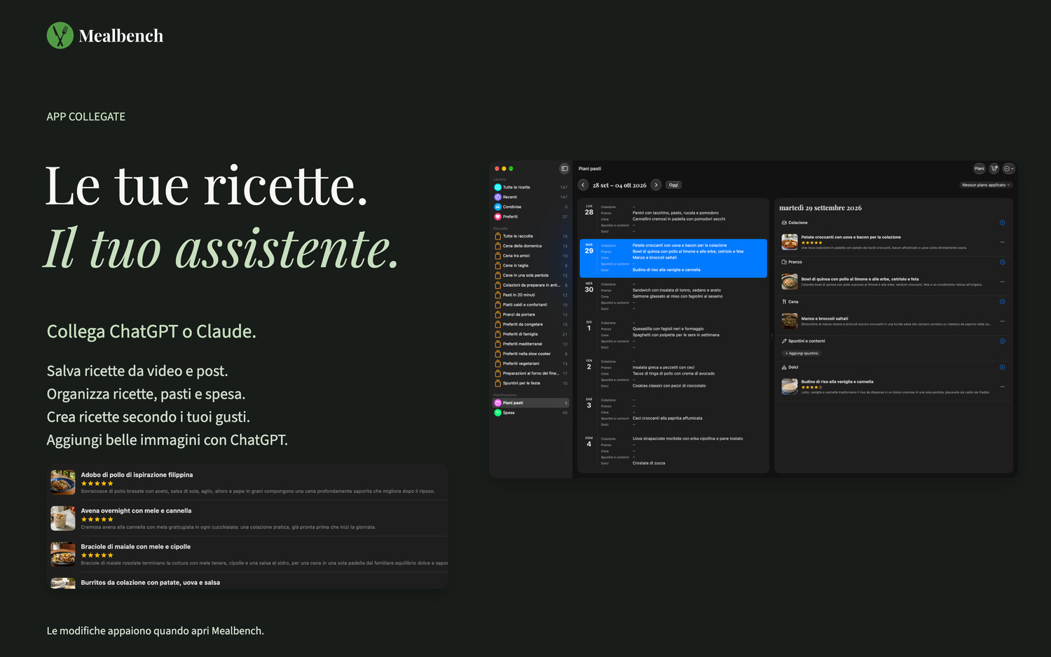 Le tue ricette. Il tuo assistente.