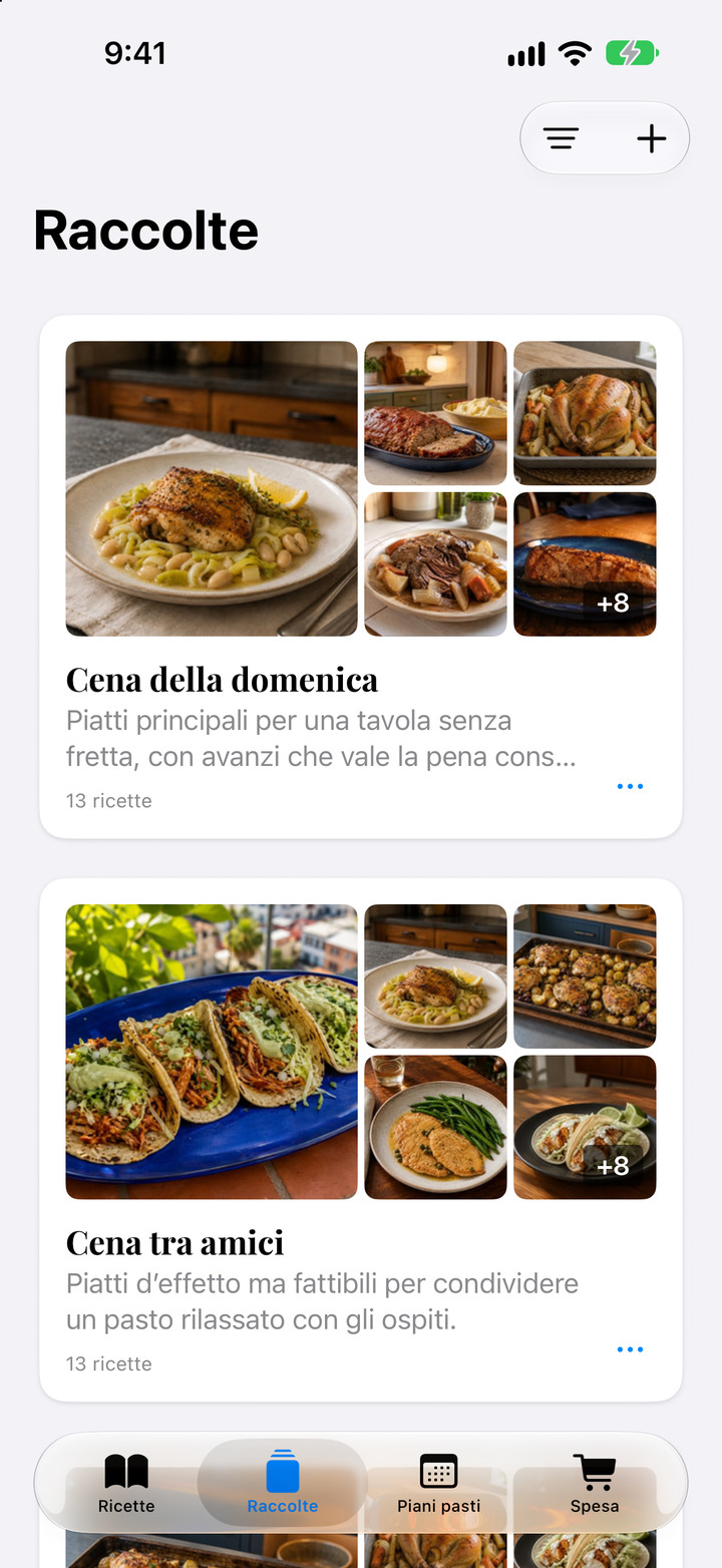 Riunisci le tue preferite in raccolte ricche di foto, dalle cene veloci ai classici di famiglia.
