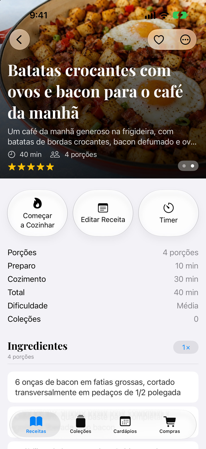 Deslize pelas fotos e ajuste as porções.